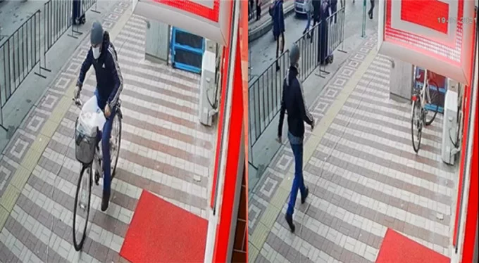 Bursa'da bisiklet hırsızlığı güvenlik kamerasına yansıdı!