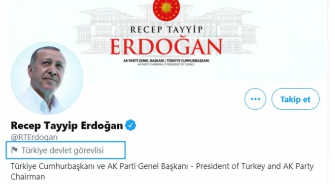 Twitter, Erdoğan'ın hesabını etiketledi