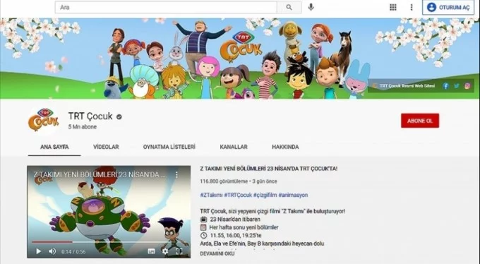 TRT Çocuk YouTube'da 5 milyon aboneye ulaştı!