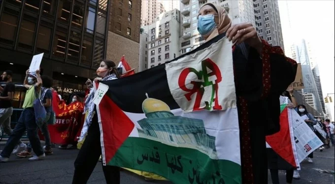 New York'ta İsrail'in Filistin işgali ve ABD'nin İsrail'e desteği protesto edildi!