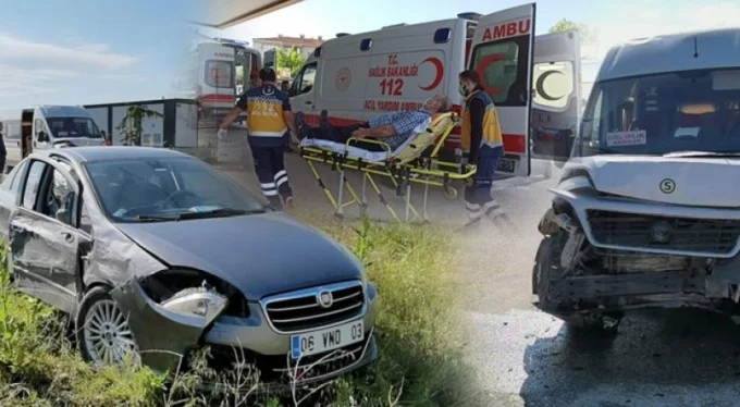 Bursa'da otomobil ile servis aracı çarpıştı! Yaralılar var...