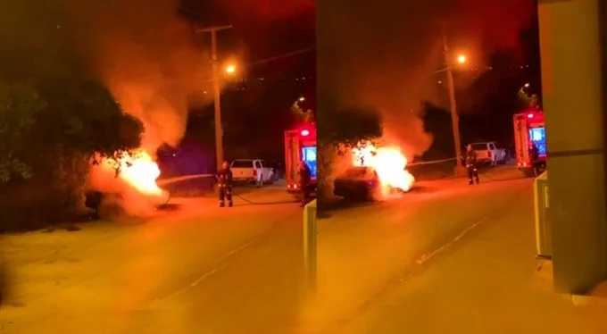 Görüntüler Bursa'dan! Park halindeki otomobil alev alev yandı!