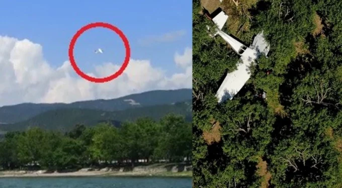 Bursa'da mecburi iniş yapan uçak böyle görüntülendi: Eyvah eyvah...