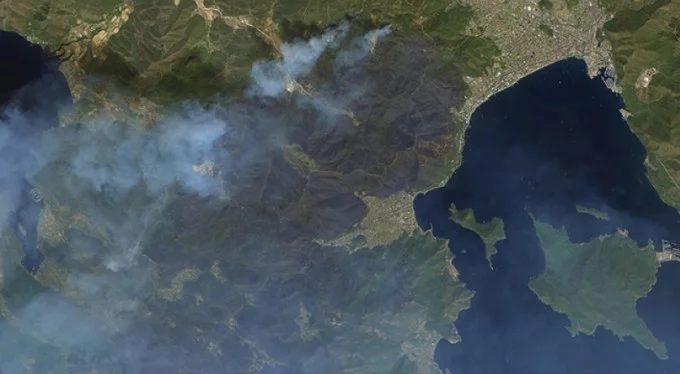 MSB duyurdu! Manavgat ve Marmaris'teki orman yangınları uzaydan görüntünledi