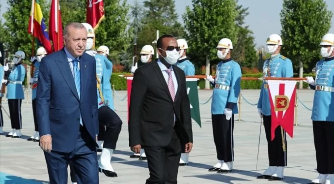 Cumhurbaşkanı Erdoğan Etiyopya Başbakanı Ahmed'i resmi törenle karşıladı