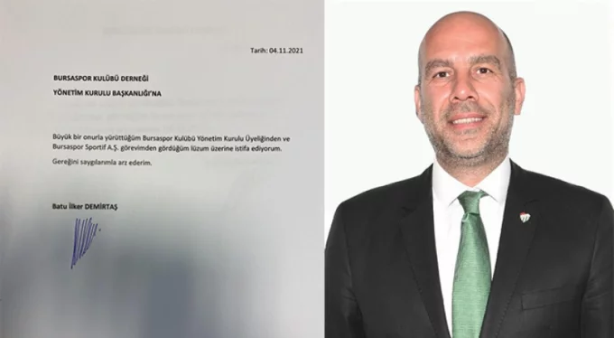 Bursasporlu yönetici İlker Batu Demirtaş istifa etti