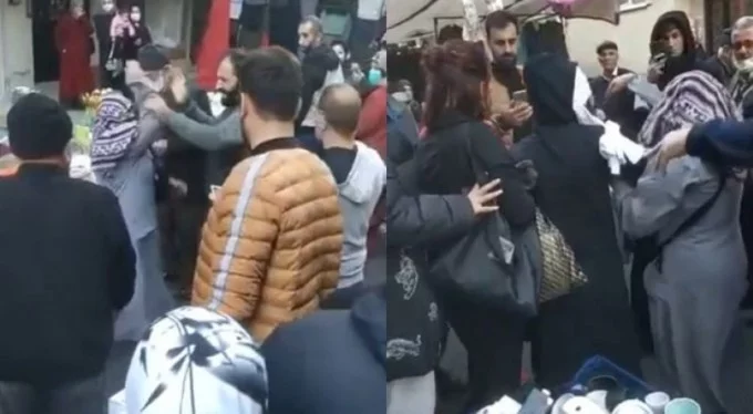 Bursa pazarı karıştı! Hırsızlık yaparken yakalanan kadınlar esnafa saldırdı