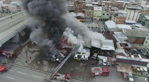 Bursa'da yangın, drone ile görüntülendi! Geriye hurda parçaları kaldı