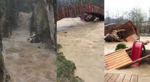 Bursa'da sel suları önüne ne kattıysa sürükledi! Korkunç görüntüler...