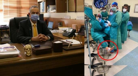 Bursa'da ameliyatta fenalaştı! Ayağına serum takıp operasyona devam etti!