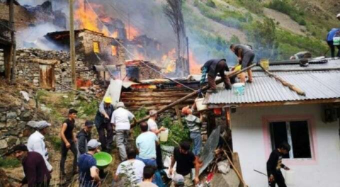 Artvin'de bir köy alevlere teslim oldu