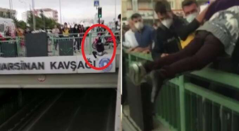 Bursa'da yüreklerin ağza geldiği anlar... Köprüye çıkan genç kız son anda kurtarıldı