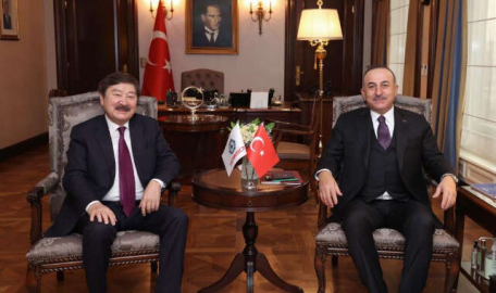 Çavuşoğlu, TÜRKSOY Genel Sekreteri Kaseinov ile görüştü