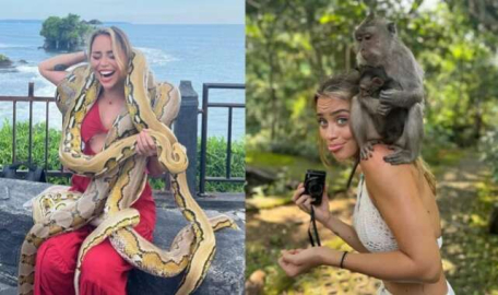 Zeynep Alkan yılanlarla poz verdi!