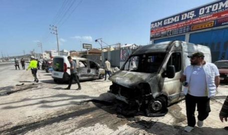 Önce yandı sonra çarptığı aracı yaktı!