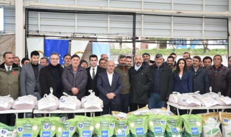 Büyükorhanlı çiftçiye fidan ve tohum desteği 