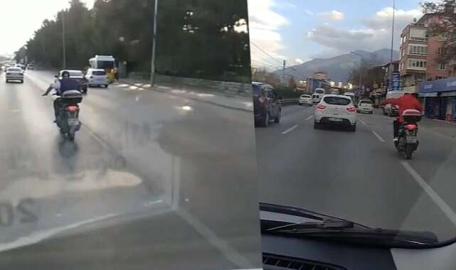 Bursa'da motosikletini at gibi tokatladı