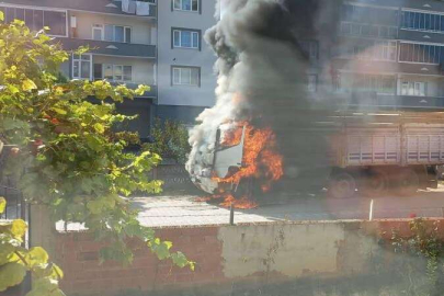 Bursa'da kamyon alev alev yandı