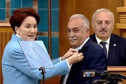 Akşener, Ahmet Eşref Fakıbaba'nın rozetini taktı