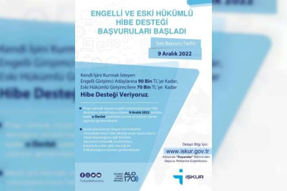 Engelli ve eski hükümlü hibe desteği başvuruları başladı