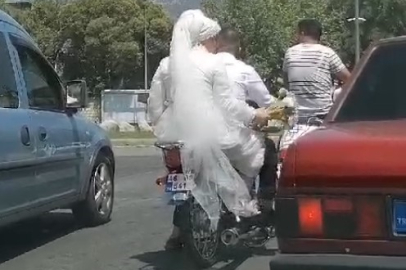 Motosiklet "gelin arabası" oldu