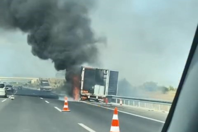 Bursa'da seyir halindeki tır alevlere teslim oldu