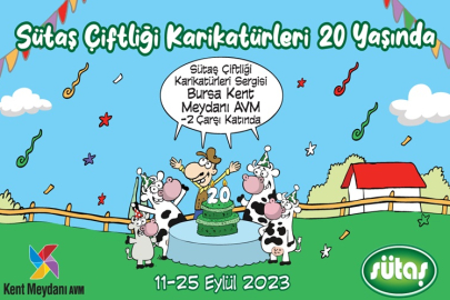 Sütaş Çiftliği Karikatürleri Sergisi  Bursa Kent Meydanı AVM’de