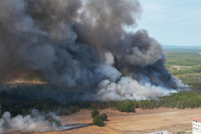 Tekirdağ'daki orman yangını dron ile görüntülendi
