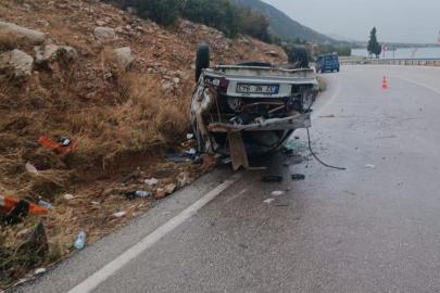 Kontrolden çıkan otomobil takla attı:1 ölü, 5 yaralı