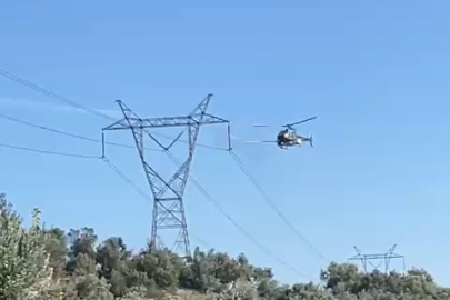 Bursa'nın yüksek gerilim hatlarında helikopterli temizlik