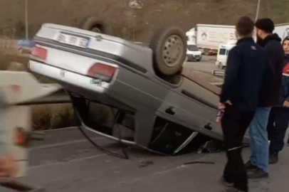 Bursa’da kontrolden çıkan otomobil takla attı