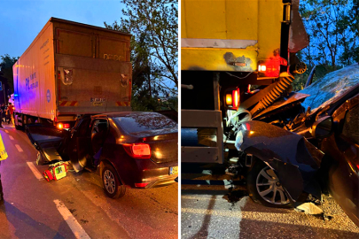 Otomobil, kamyona saplandı: 1 ölü, 2 yaralı