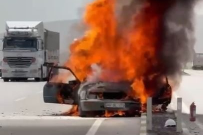 Seyir halindeki otomobil alev topuna döndü