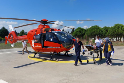 Ambulans helikopter baygınlık geçiren yaşlı kadın