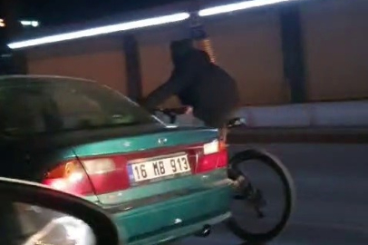 Bursa'da tehlikeli yolculuk kamerada