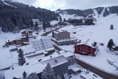 Uludağ'da sezonun ilk karı havadan görüntülendi