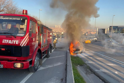 E-5’te seyir halindeki araç alevlere teslim oldu