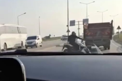 Bursa'da sosyal medya için görüntü çekerken kazayı çekti