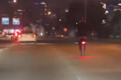 Bursa'da tek teker üstünde tehlikeli yolculuk