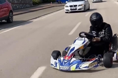 Bursa'da go cart aracıyla trafiğe çıkıp drift attı