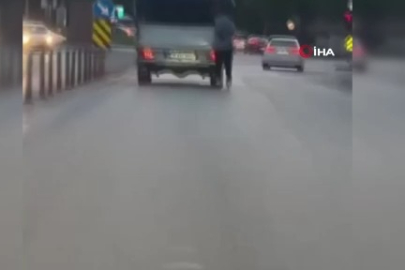 Bursa'da tehlikeli yolculuk: O anlar kamerada