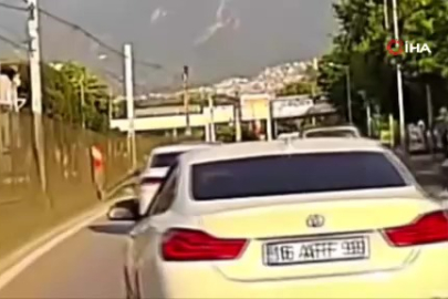 Bursa trafiğinde makas dehşeti: Kural tanımaz sürücü kamerada
