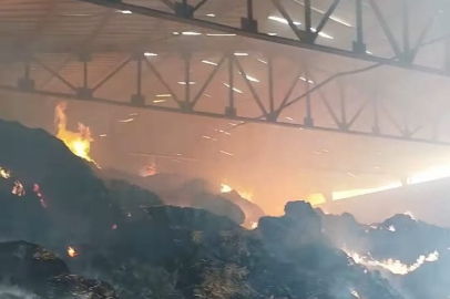 Samanlık yangını: Binlerce balya saman kül oldu