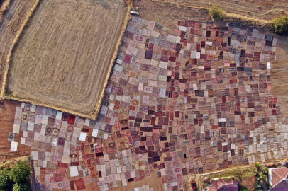 Buğday tarlasından halı tarlasına: 15 bin halı güneşe serildi