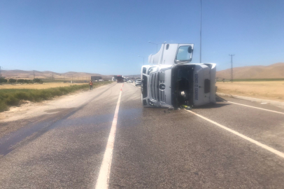 Tanker devrildi: 1 kişi yaralandı