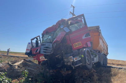 Hafriyat kamyonu ağaca çarptı: 2 yaralı