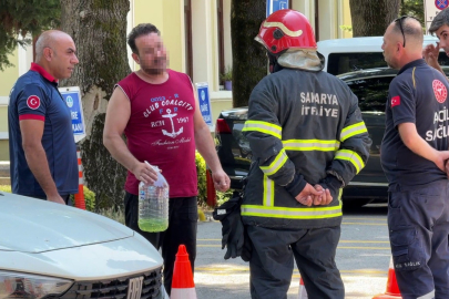 Sakarya'da panik: Elindeki benzinle gündem oldu