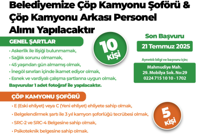 İnegöl Belediyesi’nden 15 personel alımı duyurusu