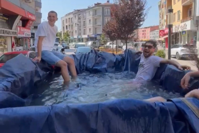 Bursa'da sıcak havaya yaratıcı çözüm: Römorktan mobil havuz