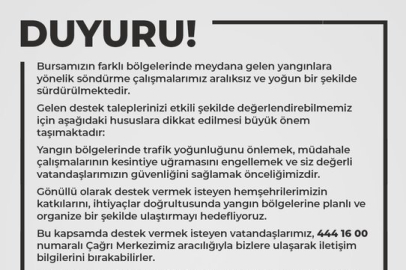 Büyükşehir’den yangın yardımları için koordinasyon uyarısı
